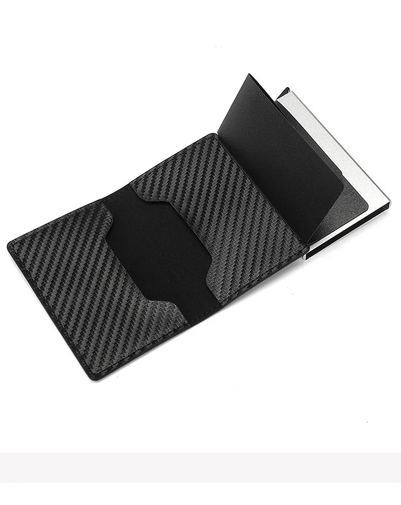 Carbon Fiber Credit Card Holder Wallet Men Rfid Smart Meral Thin Slim Pop Up Minimalist Wallet Small Black Purse Metal Wallet