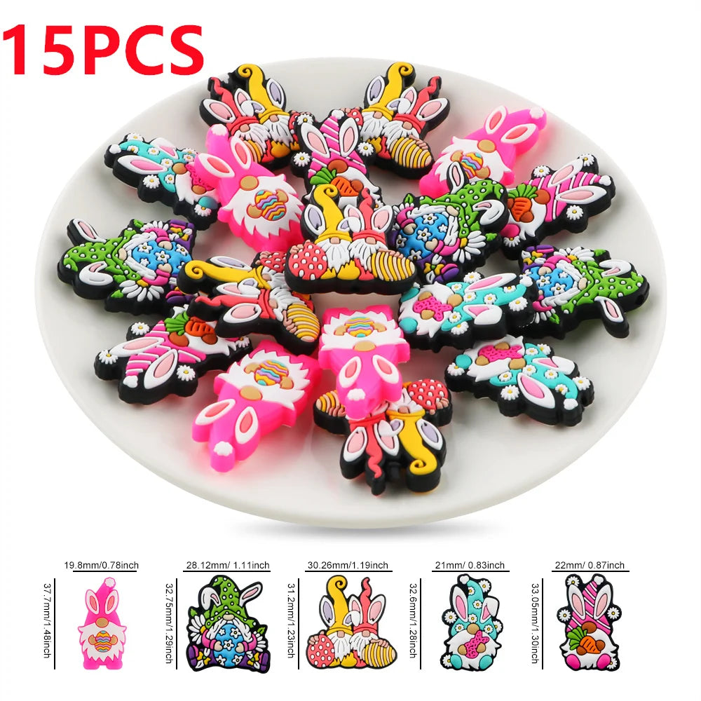 Sunnory  Easter Day Bunny Series Silicone Beads For DIY Jewelry Making Bracelet Necklace Pen Etc Handmade Accessories