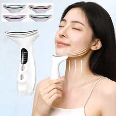 4 Color Neck Beauty Device EMS Face Lifting Machine Double Chin Remover LED Anti Wrinkle Skin Tightening Care Facial Massager