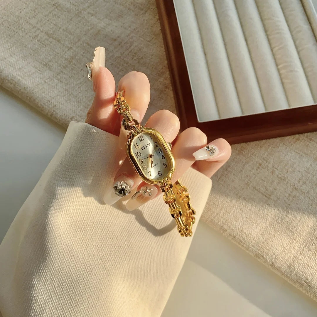 Fashion Gold  Bracelet Watch Female Elegant Clock