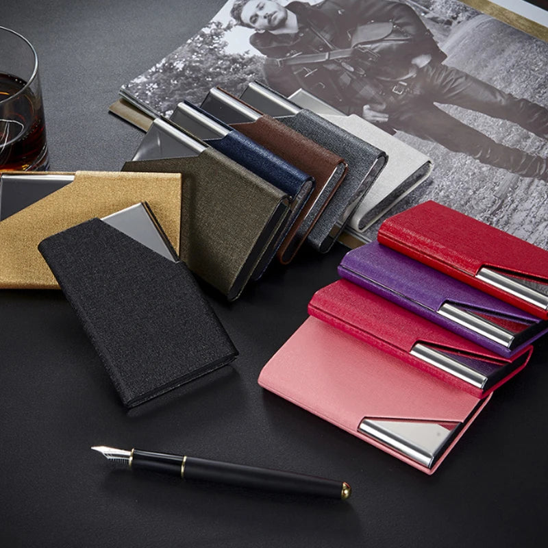 Luxury Wallet PU Leather Business ID Credit Card Holder For Women Men Fashion Brand Metal Aluminum Card Case