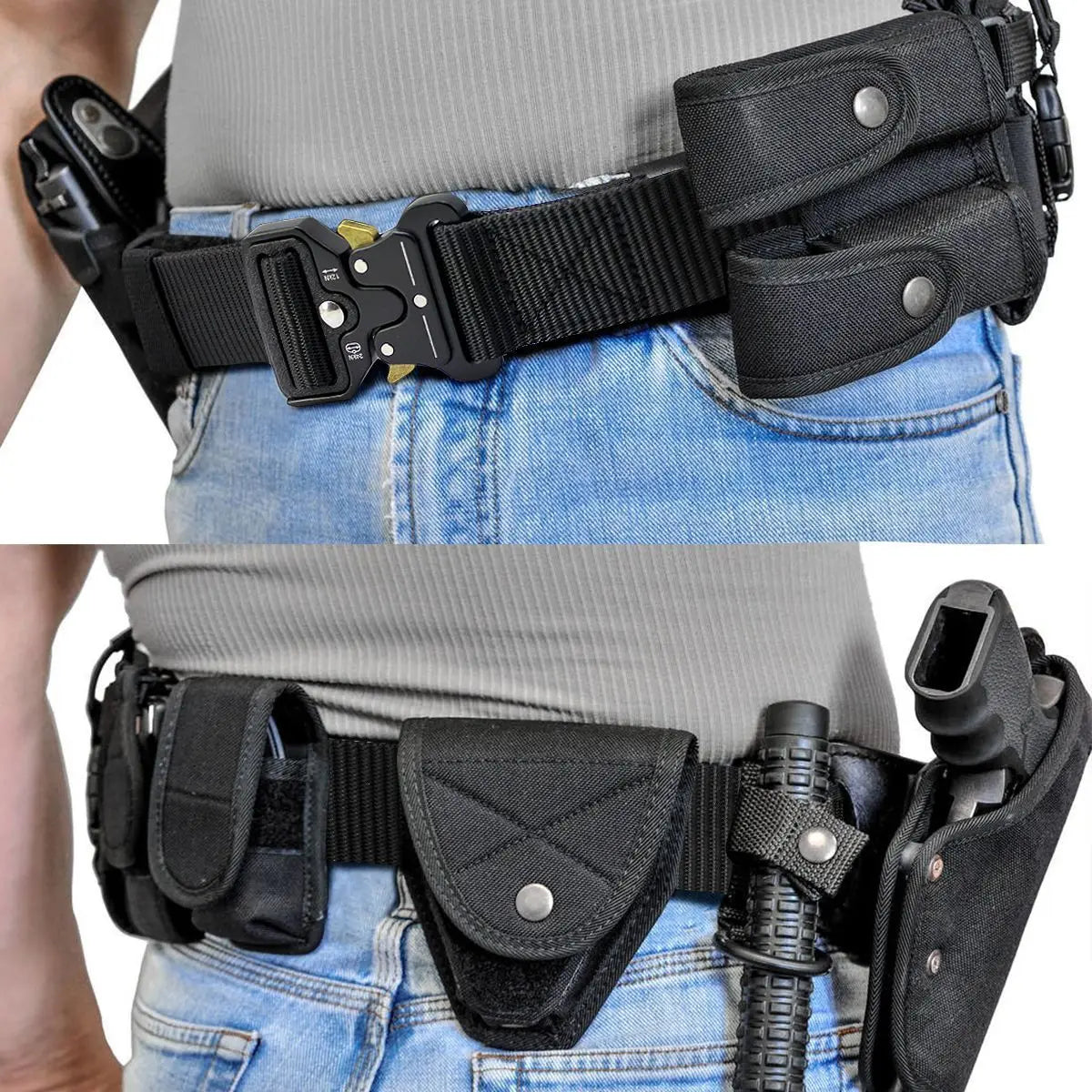 Men Belt Outdoor Hunting Metal Tactical Belt Multi-Function Alloy Buckle Marine Corps Canvas Belt for Men And Women Black Belt