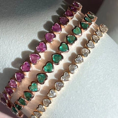 Valentine's Day Gift Fashion Jewelry For Women Gold Color High Quality Bezel Heart CZ Bracelet