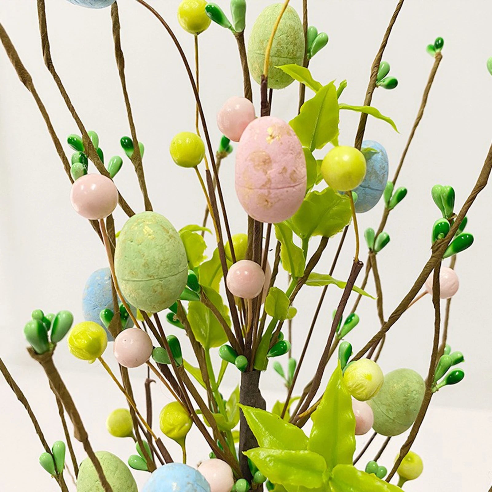 2024 Easter Decoration Glitter Foam Easter Eggs Artificial Plant Tree Stakes Easter Ornament Home Decor