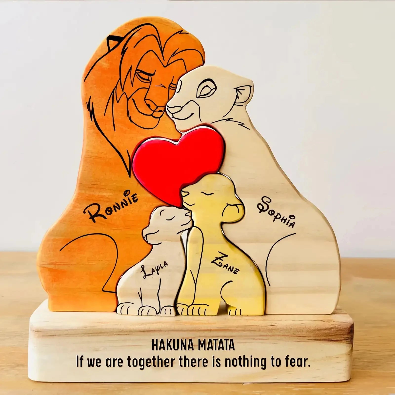 DIY Lion King Wooden Family Puzzle Personalized Name Puzzles Wooden Lions Puzzle Home Decor Thanksgiving Christmas Warm Gifts