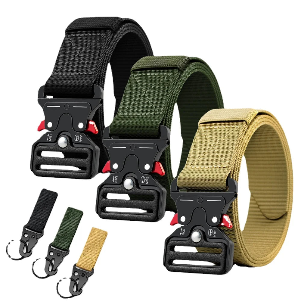 Men Belt Outdoor Hunting Metal Tactical Belt Multi-Function Alloy Buckle Marine Corps Canvas Belt for Men And Women Black Belt