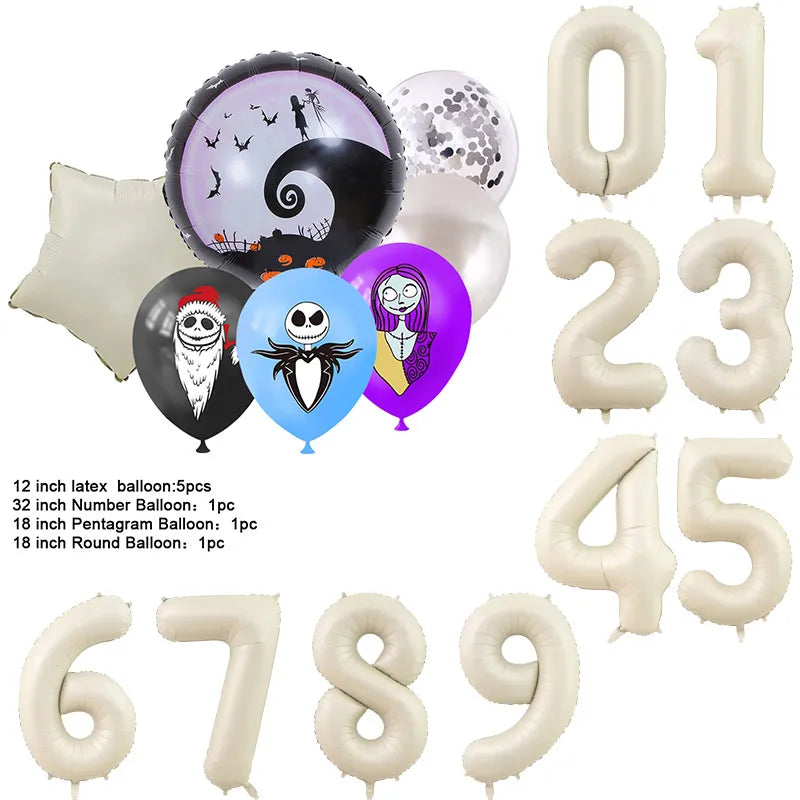 The Nightmare Before Christmas Halloween Theme Birthday Party Decoration Latex Digital Balloon Set Baby Shower Kid Boy Girl Gift