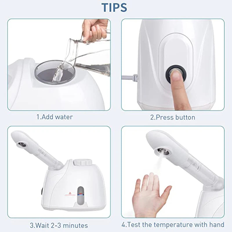 Ozon Facial Steamer with Extendable Arm Steaming Warm Mist Humidifier For Face Spa Sinuses Moisturizing, Homeuse,Salon Free Ship