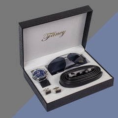 Men's Watches Business Gift Set Men Quartz Watch Sunglasses Belt Cufflins Set