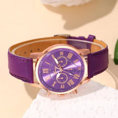 Reloj Mujer Fashion Women Watches Ladies Purple Leather Quartz Wrist Watch for Women Bussiness Casual Watch Relogio Feminino