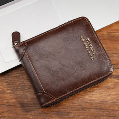 Men's wallet with driving license cover, vintage and simple, short and multi-functional card holder with zipper