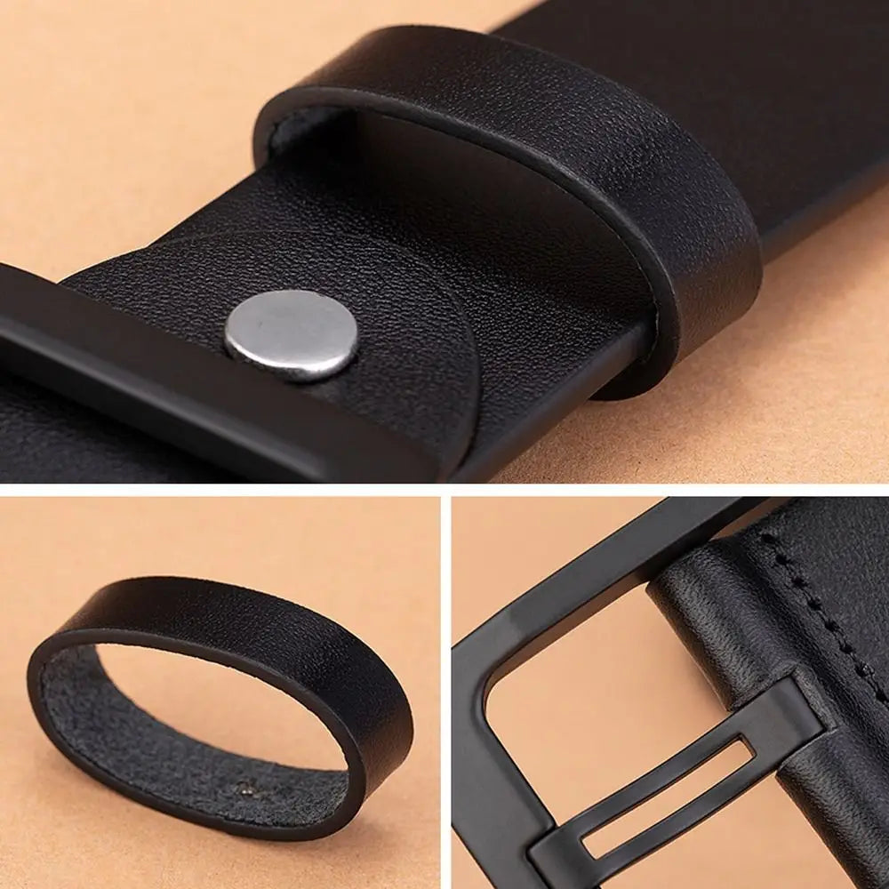 Man Retro Leather Belt Pin Buckle Jeans Black Belt Business Casual Luxury Brand Vintage Strap Waistband