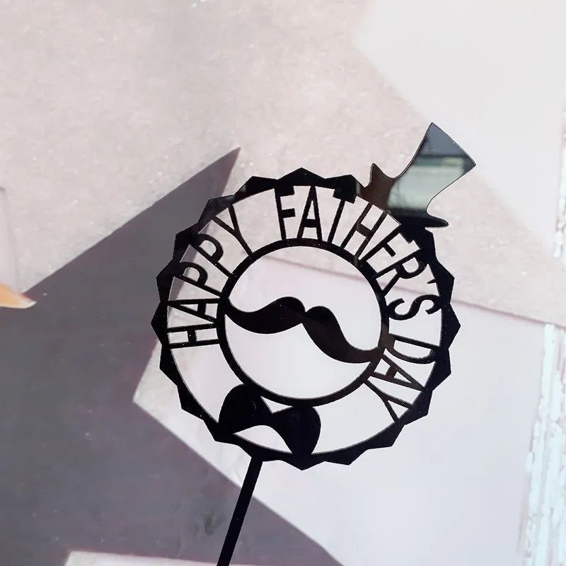 Father's Day Birthday Party Cake Topper DAD Bow Tie Gold Acrylic