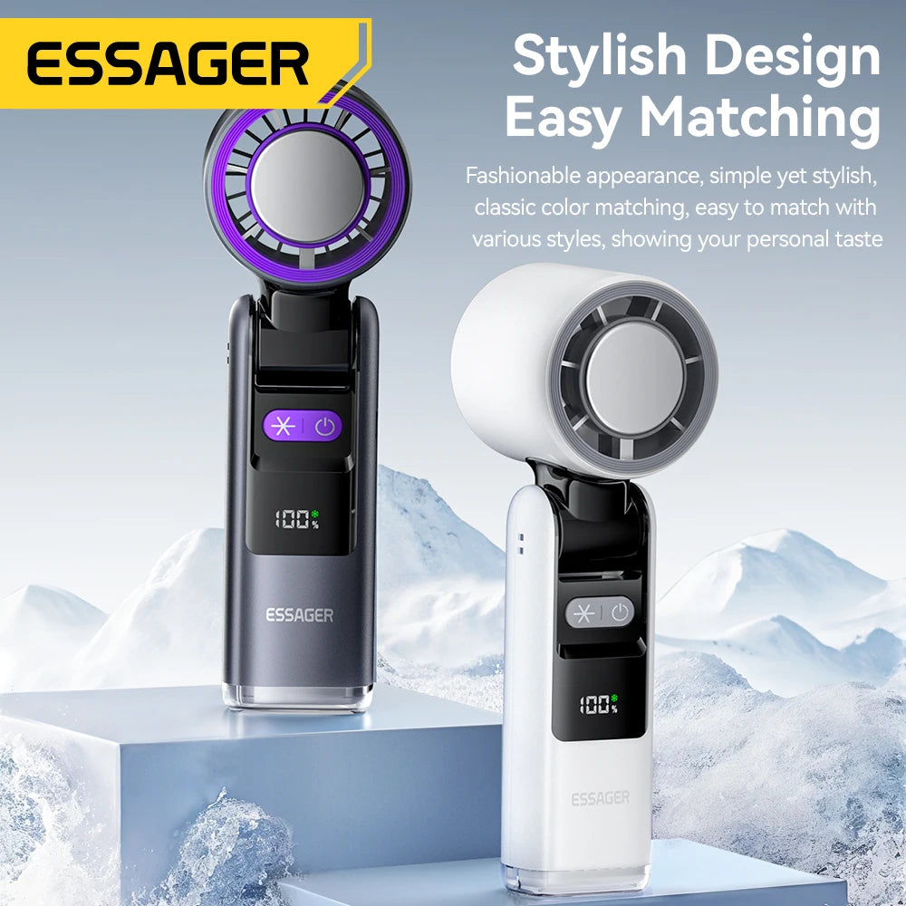 Essager Mini Fan Rechargeable Strong Wind 100 Gear Wind Speed Electric Fan Digital Display Adjustable Turbo Portable Outdoor Han