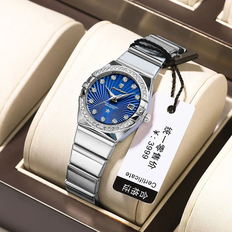 Luxury Diamond Brand Womens Watches Top Waterproof Ultra Thin Ladies Watch Rose Gold Luminous Calendar Quartz Clock Female 2024