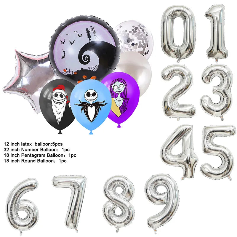 The Nightmare Before Christmas Halloween Theme Birthday Party Decoration Latex Digital Balloon Set Baby Shower Kid Boy Girl Gift