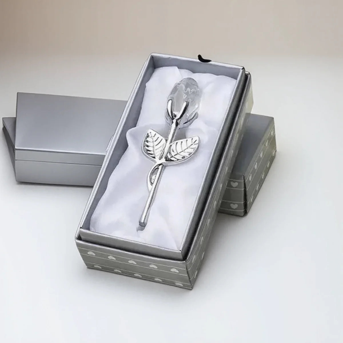 Crystal Metal Roses Gift for Girlfriend Wedding Home Decor Mini Model Ornament Valentine Day Promotion