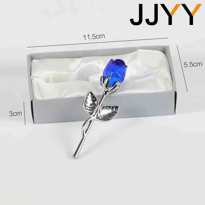 Crystal Metal Roses Gift for Girlfriend Wedding Home Decor Mini Model Ornament Valentine Day Promotion