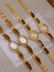 NEW Woman Watch Luxury Gold Amber Resin Vintage Watch Ladies Elegant Fashion Quartz Wristwatch Gifts For Women