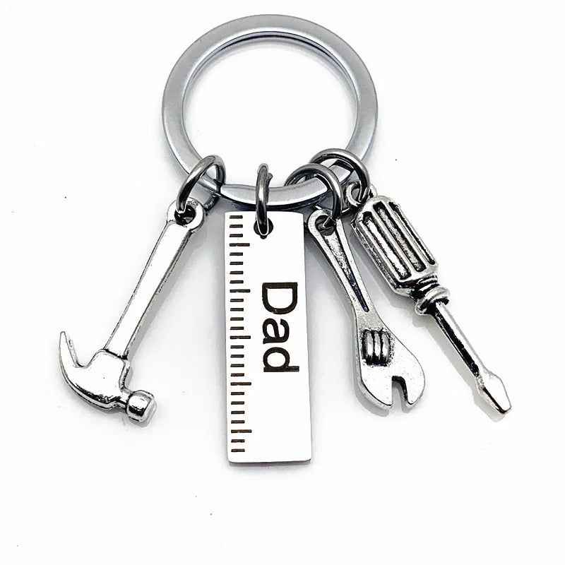 10 Pieces Stainless Steel Father Plot Mini Tool Pendant Fashion Car Keychain Backpack Pendant Souvenir for Men