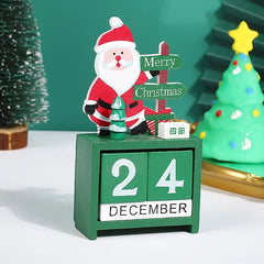 Christmas  Wooden Calendar with Blocks,Santa Snowman Deer Decor for Holiday/Farmhouse/Kitchen/Table/Room, Children Toys & Gifts