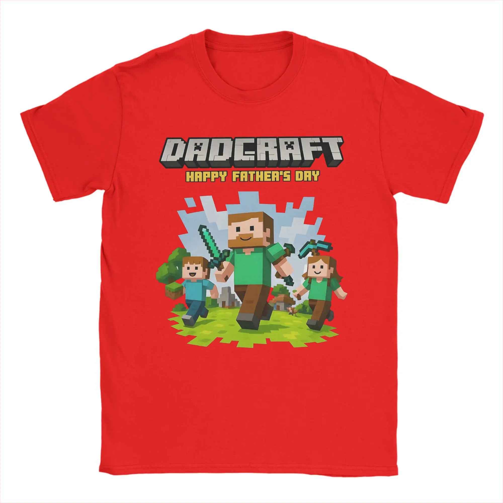 Men DadCraft Happy Father's Day T Shirt Pure Cotton Clothes Leisure Short Sleeve Round Neck Tee Shirt Birthday Gift T-Shirts