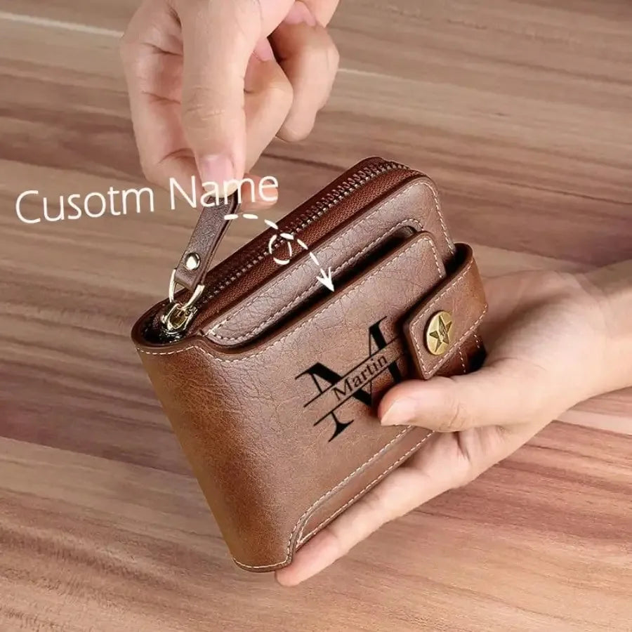 Men Leather Gift Idea for Husband BF Personalized Father's Day Gift Men Wallet Custom Engraved Birthday/Anniversary Wallets