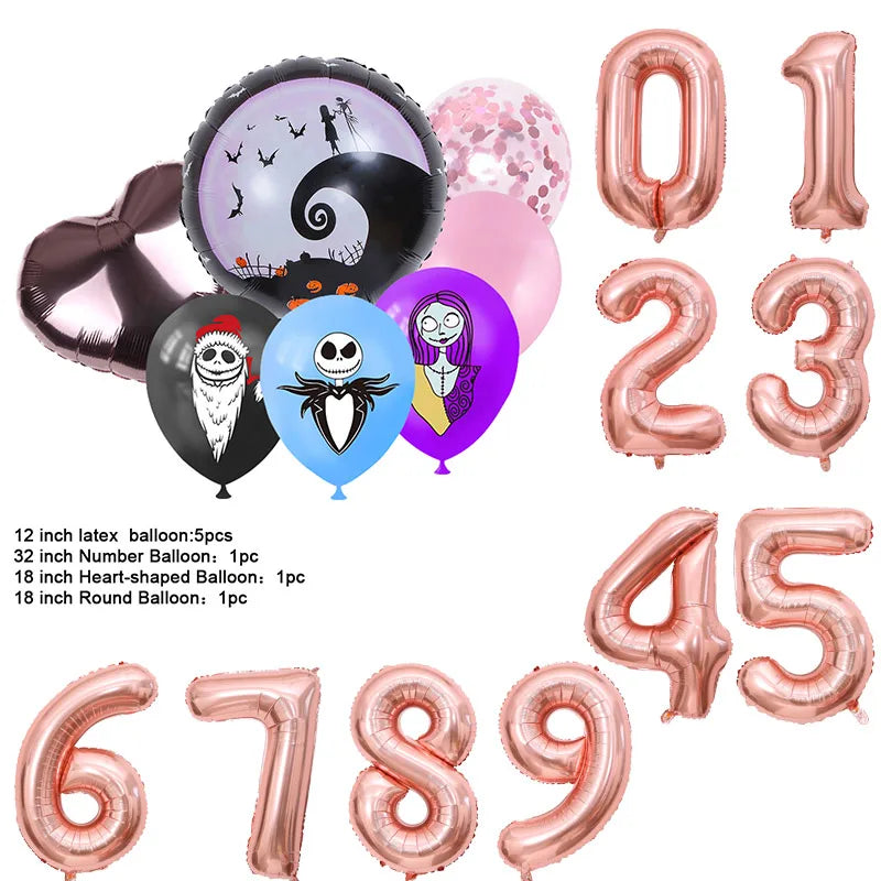 The Nightmare Before Christmas Halloween Theme Birthday Party Decoration Latex Digital Balloon Set Baby Shower Kid Boy Girl Gift