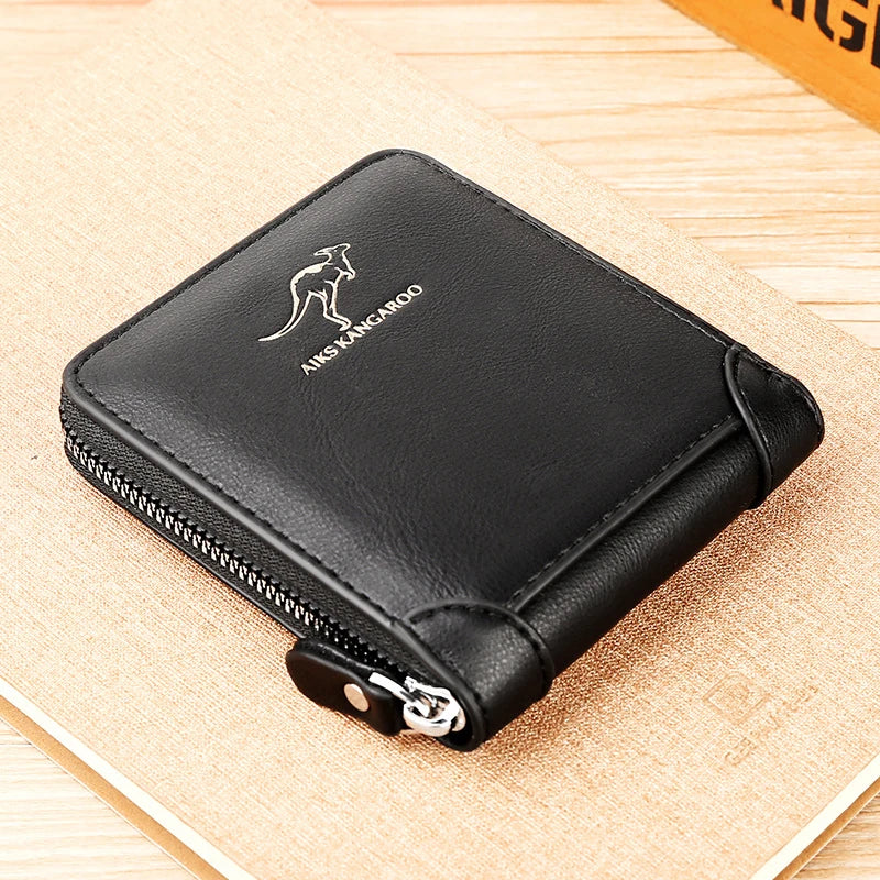 PU Leather Wallet for Men Luxury Men's Purse Male Zipper Card Holders with Coin Pocket Rfid Wallets Gifts for Man Money Bag