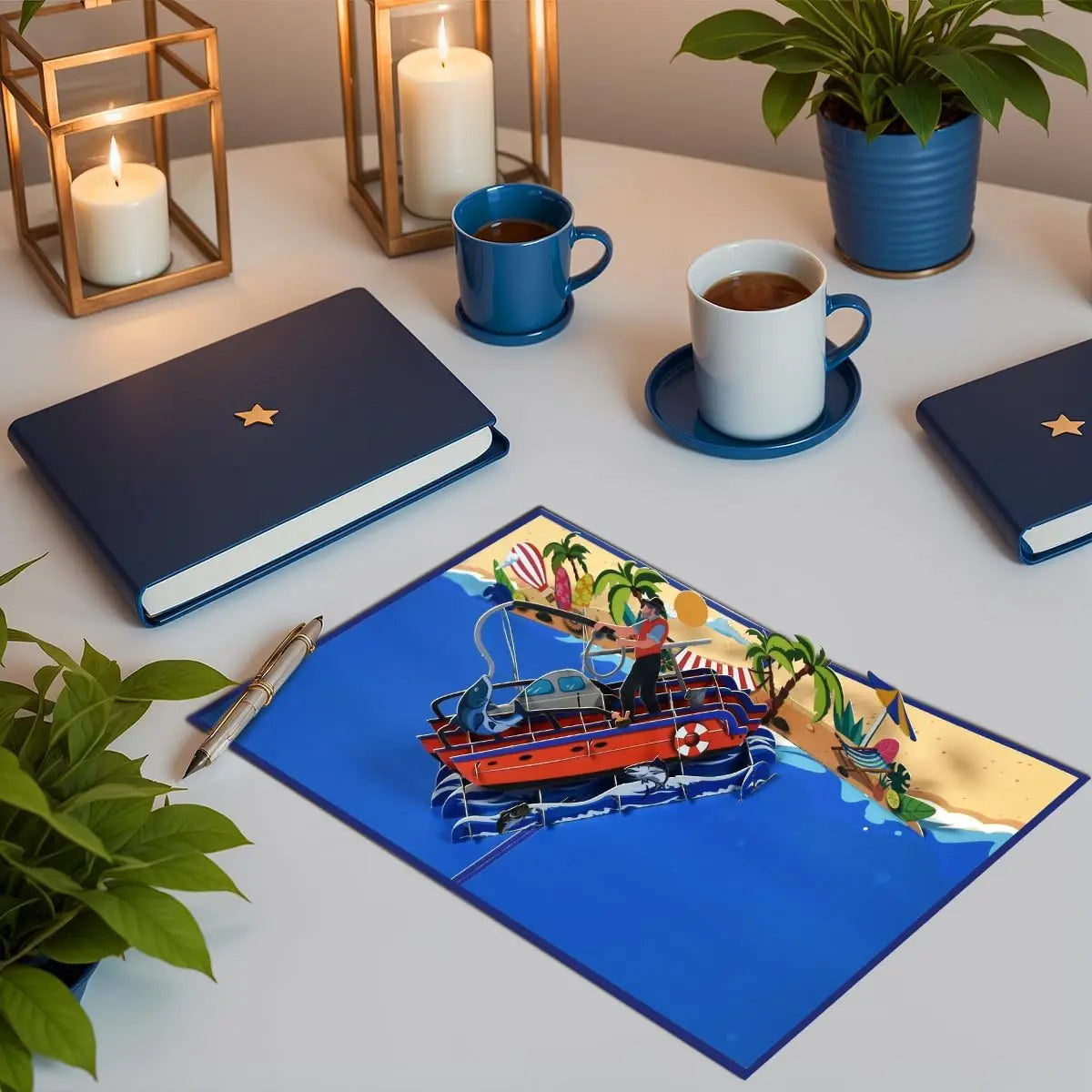 Fishing Pop Up Cards, Pop Up Fathers Day Cards, 3D Popup Birthday Greeting Card,  Father's Anniversary Card