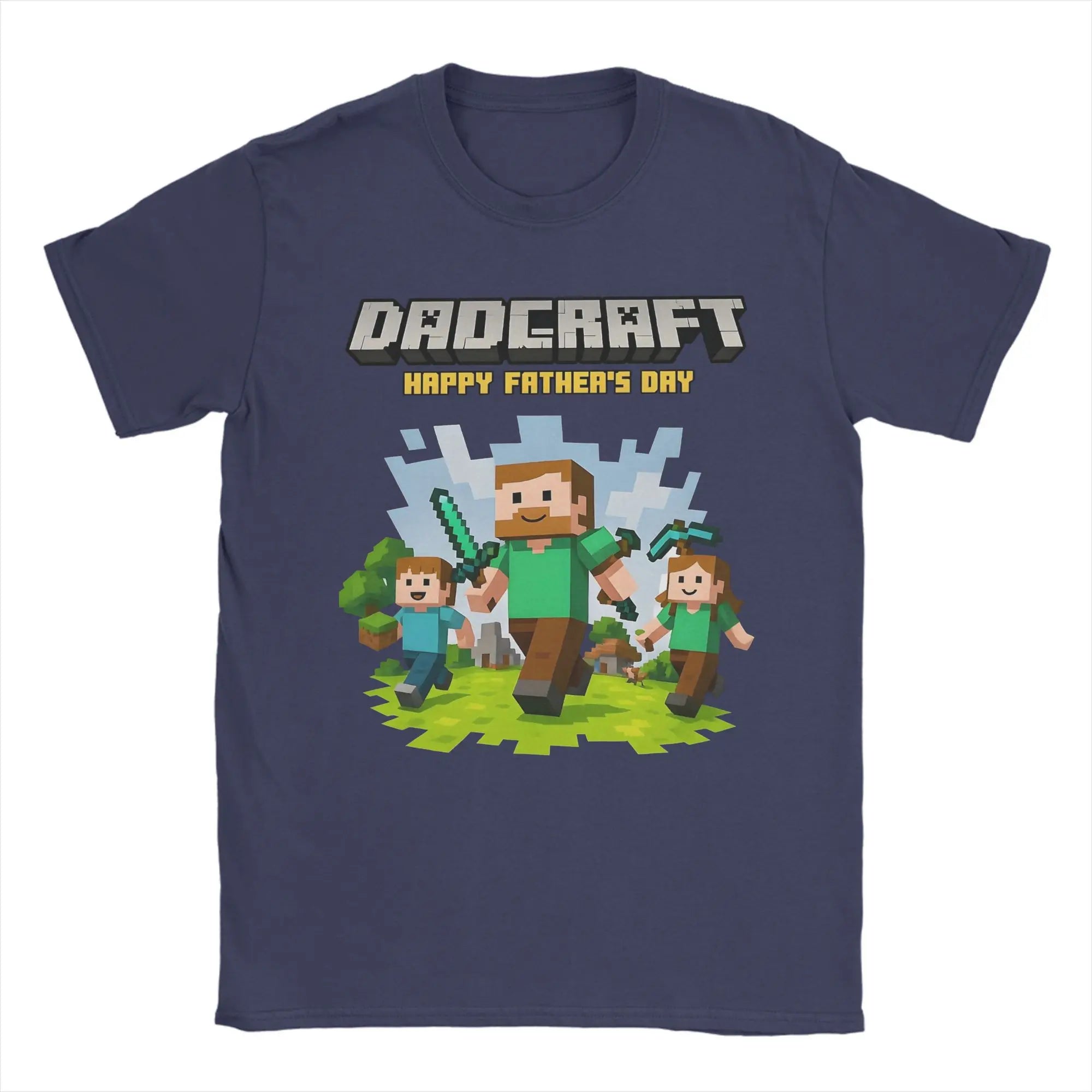 Men DadCraft Happy Father's Day T Shirt Pure Cotton Clothes Leisure Short Sleeve Round Neck Tee Shirt Birthday Gift T-Shirts