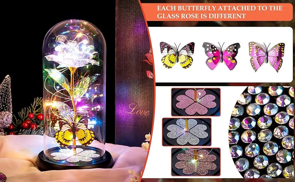 Mothers Day Rose Gifts for Mom, Galaxy Glass Rose