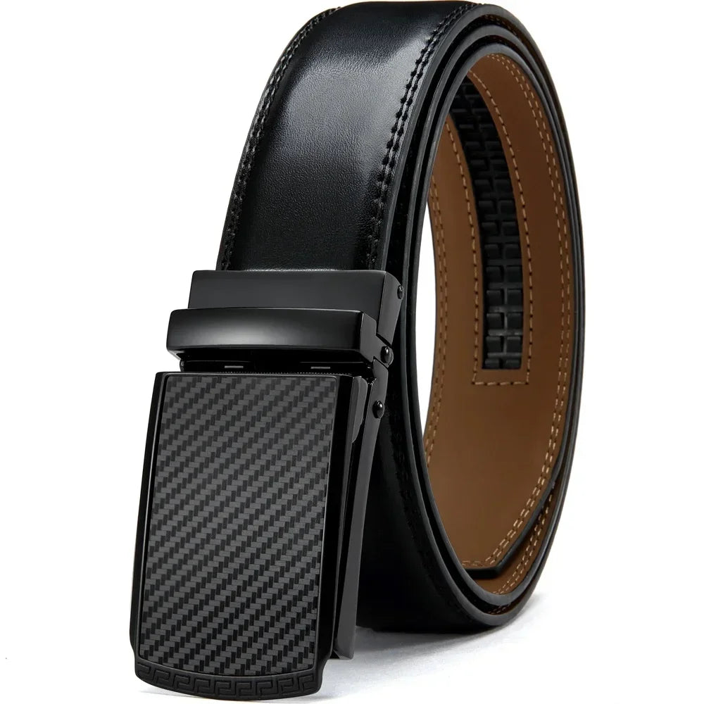 Mens Belt Genuine Leather Luxury Belt Metal Automatic Alloy Buckle Fashion Ratchet Belts for Men Cowhide High Quality Belt