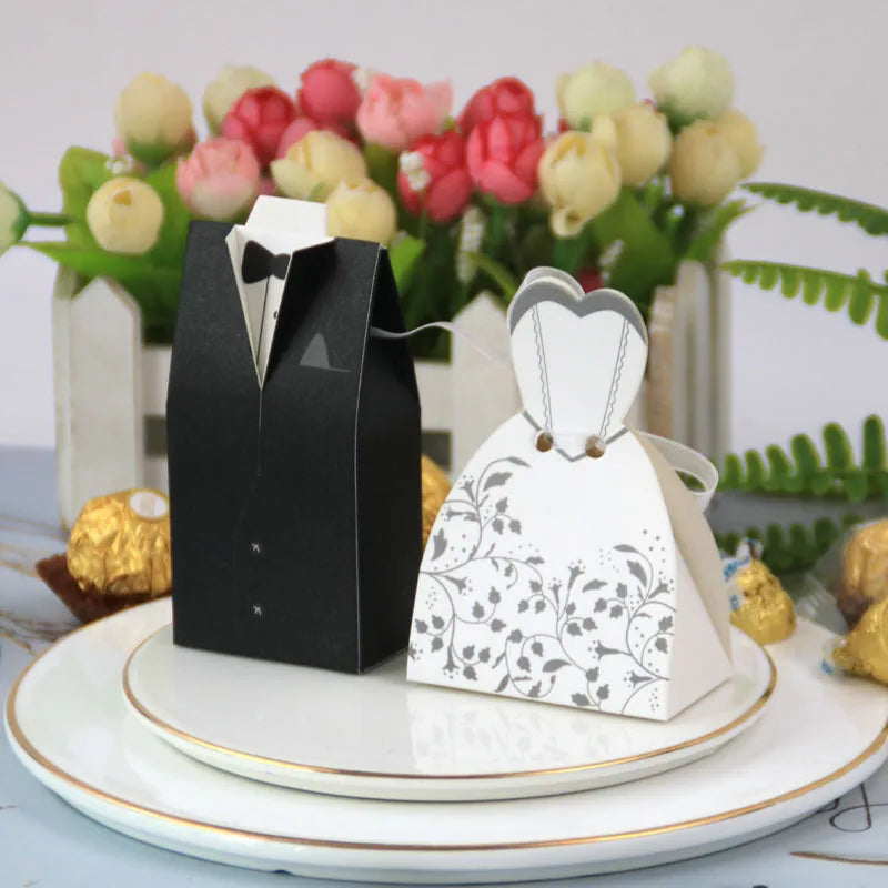 Wedding Gift Bag Bride and Groom Candy Box DIY with Ribbon Wedding Decorations Souvenir Party Supplies
