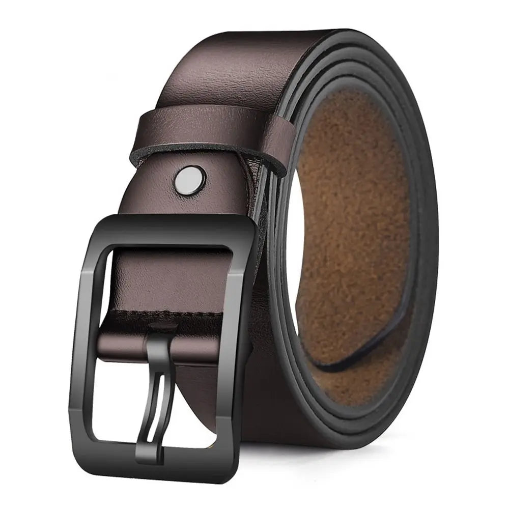 Man Retro Leather Belt Pin Buckle Jeans Black Belt Business Casual Luxury Brand Vintage Strap Waistband