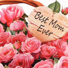 Mothers Day Pink Rose Flower Basket 3D Pop-up With Envelope