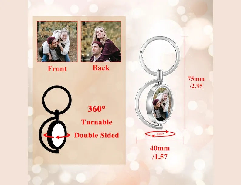 Personalised Double Side Picture Keychain Custom Photo