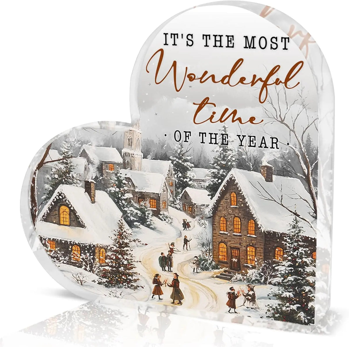Winter Tabletop Decorations，Christmas Gifts-it's the most wonderful time of the year-Acrylic Heart Shaped Holiday Decorations,C