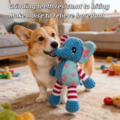 Interactive Splicing Plush Pet Toy Squeaky Bite Resistant Dog Chew Toy Teeth Cleaning Cartoon Animal Play Toy For Cats Dogs