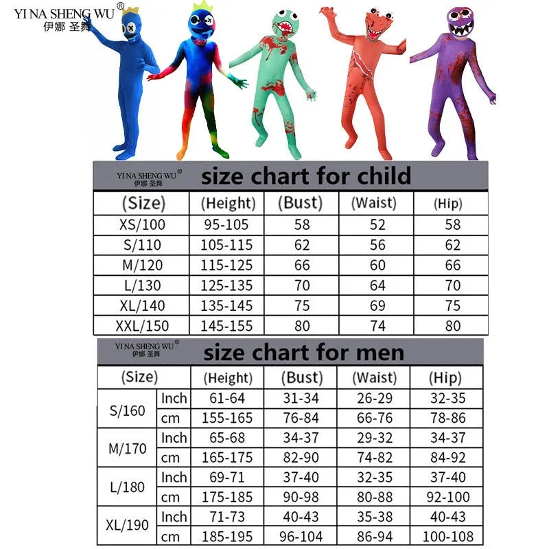 Rainbow Friends Costume Kids Boys Blue Monster Wiki Cosplay Horror Game Halloween Jumpsuit Carnival Birthday Party Boys Costume