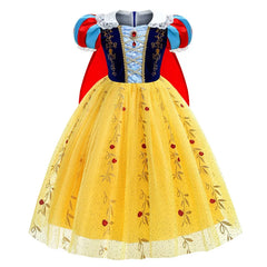 Halloween Costume for Kids Summer Puff Sleeve Princess Skirt Girls Snow White Cape Dress Girl Party Disfraz Para Mujier Dress