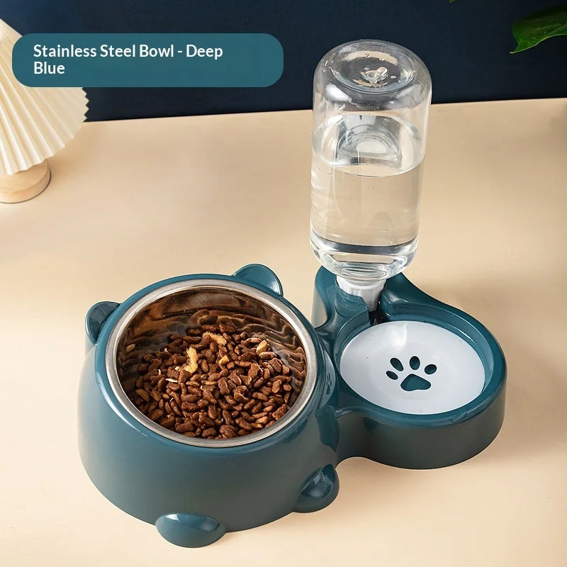 3 in 1 Anti-tip Cat Pet Feeder Automatic Water Dispenser Double and Single Bowl for Small Dogs Cats Pet Food Container Cat Food