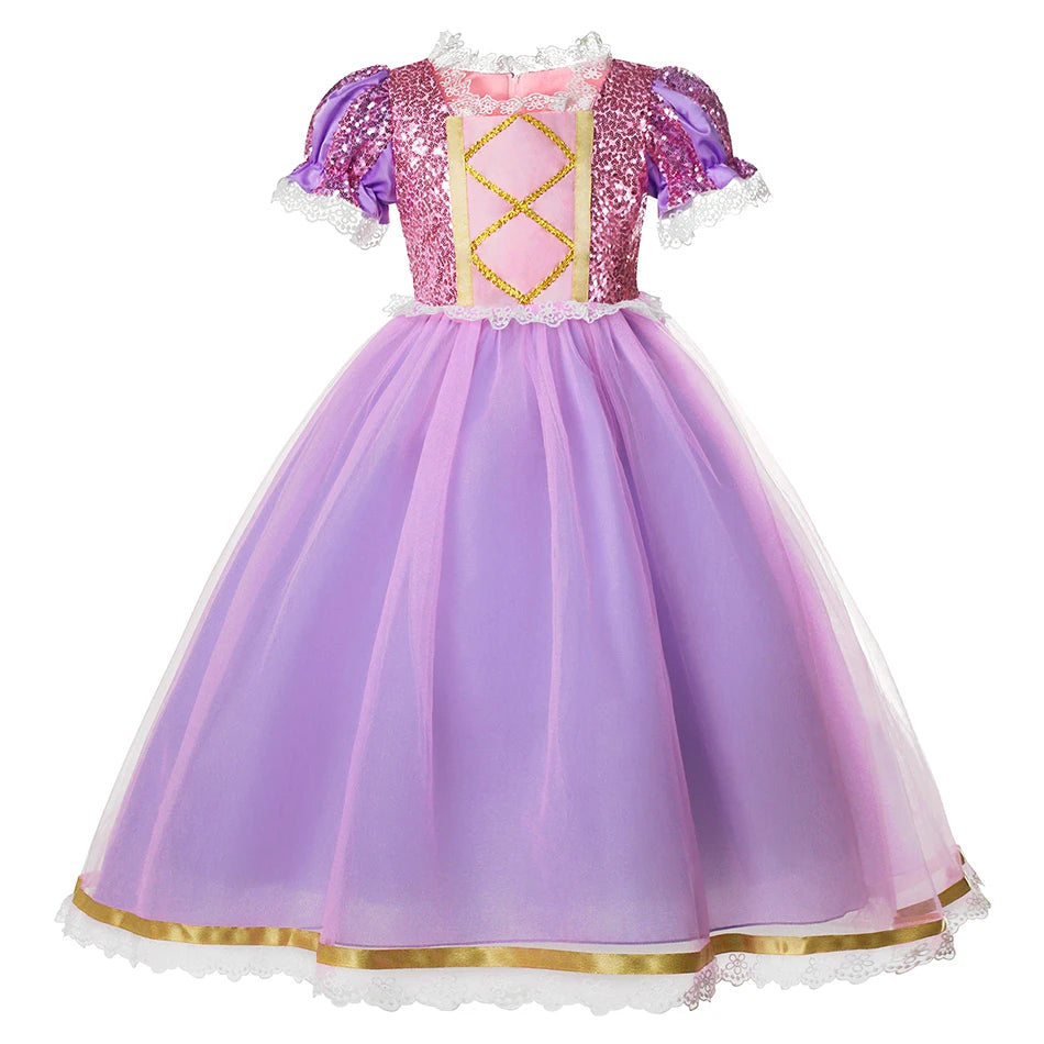 Girls Rapunzel Princess Costume Dresses Kids Summer Tangled Fancy Cosplay Dress Halloween Carnival Party Cosplay Vestido Dresses