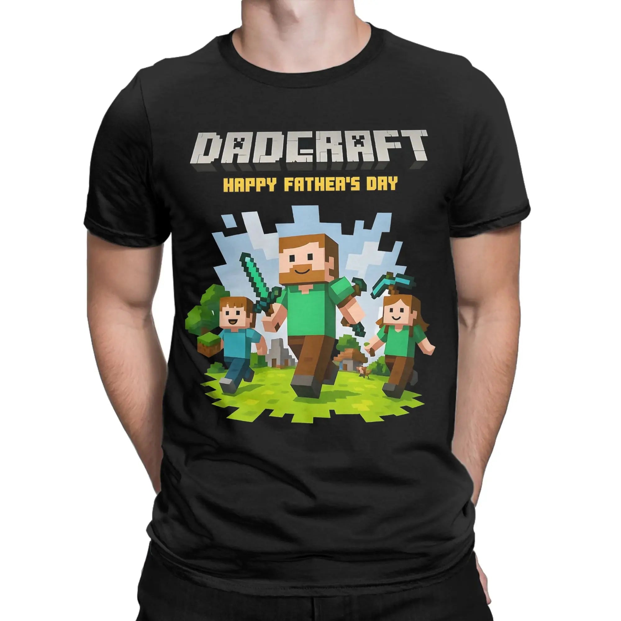 Men DadCraft Happy Father's Day T Shirt Pure Cotton Clothes Leisure Short Sleeve Round Neck Tee Shirt Birthday Gift T-Shirts