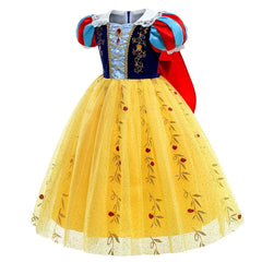 Halloween Costume for Kids Summer Puff Sleeve Princess Skirt Girls Snow White Cape Dress Girl Party Disfraz Para Mujier Dress