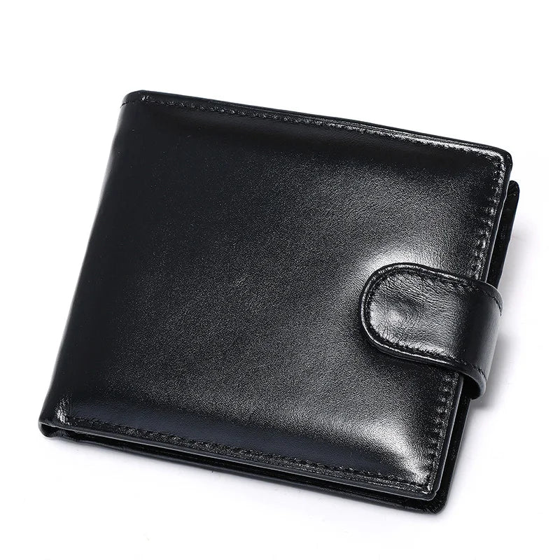 Leather Mens Wallet with Coin Pocket Genuine Leather Wallet for Men Short Style