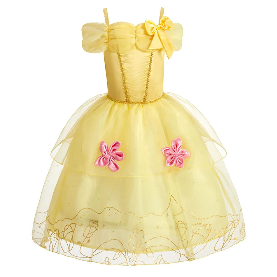 Disney Rapunzel Cinderella Princess Girls Dress Elsa Anna Kids Halloween Vestidos Costume Children Birthday Party Dress