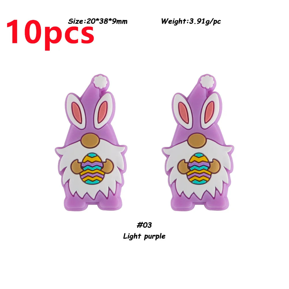 Sunnory  Easter Day Bunny Series Silicone Beads For DIY Jewelry Making Bracelet Necklace Pen Etc Handmade Accessories