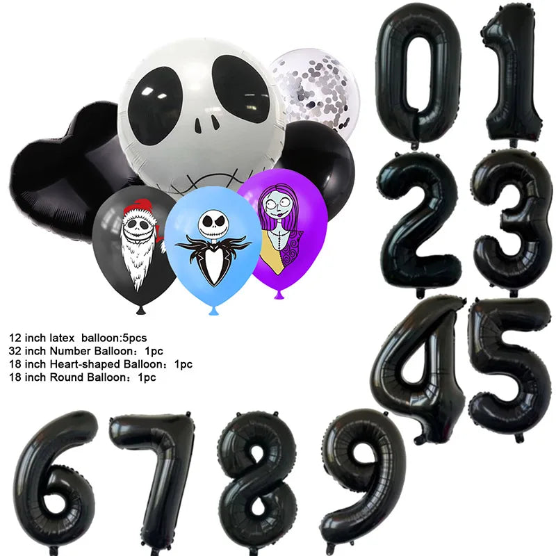 The Nightmare Before Christmas Halloween Theme Birthday Party Decoration Latex Digital Balloon Set Baby Shower Kid Boy Girl Gift