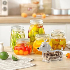 Chihuahua Shaped Container Freshness Preserving Container Chihuahua Dog Treat Jar Airtight Glass Pet Food Storage for Kitchen